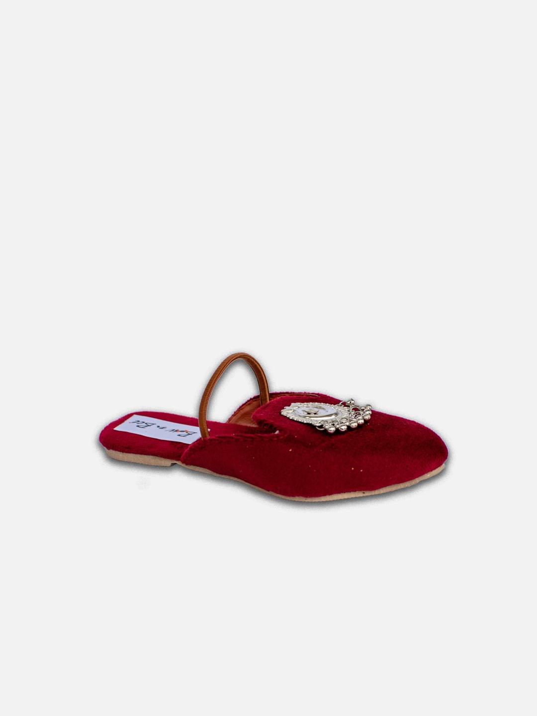 

BownBee Girls Ethnic Embellished Suede Mules With Backstrap, Maroon