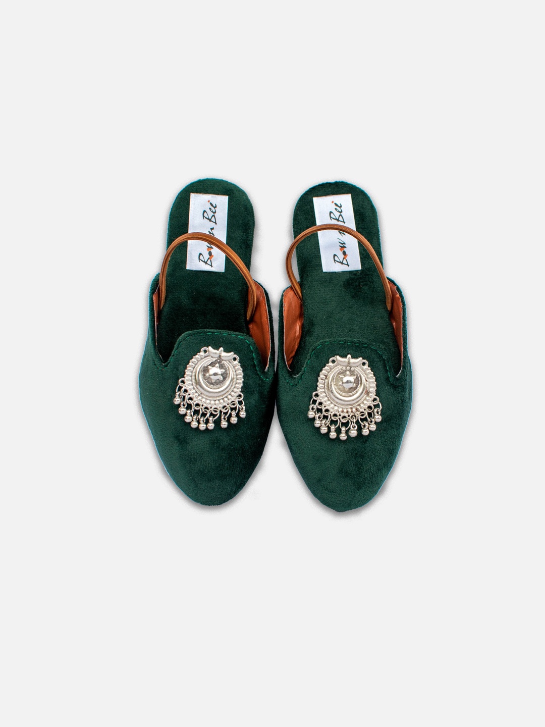 

BownBee Girls Embellished Ethnic Mules, Green