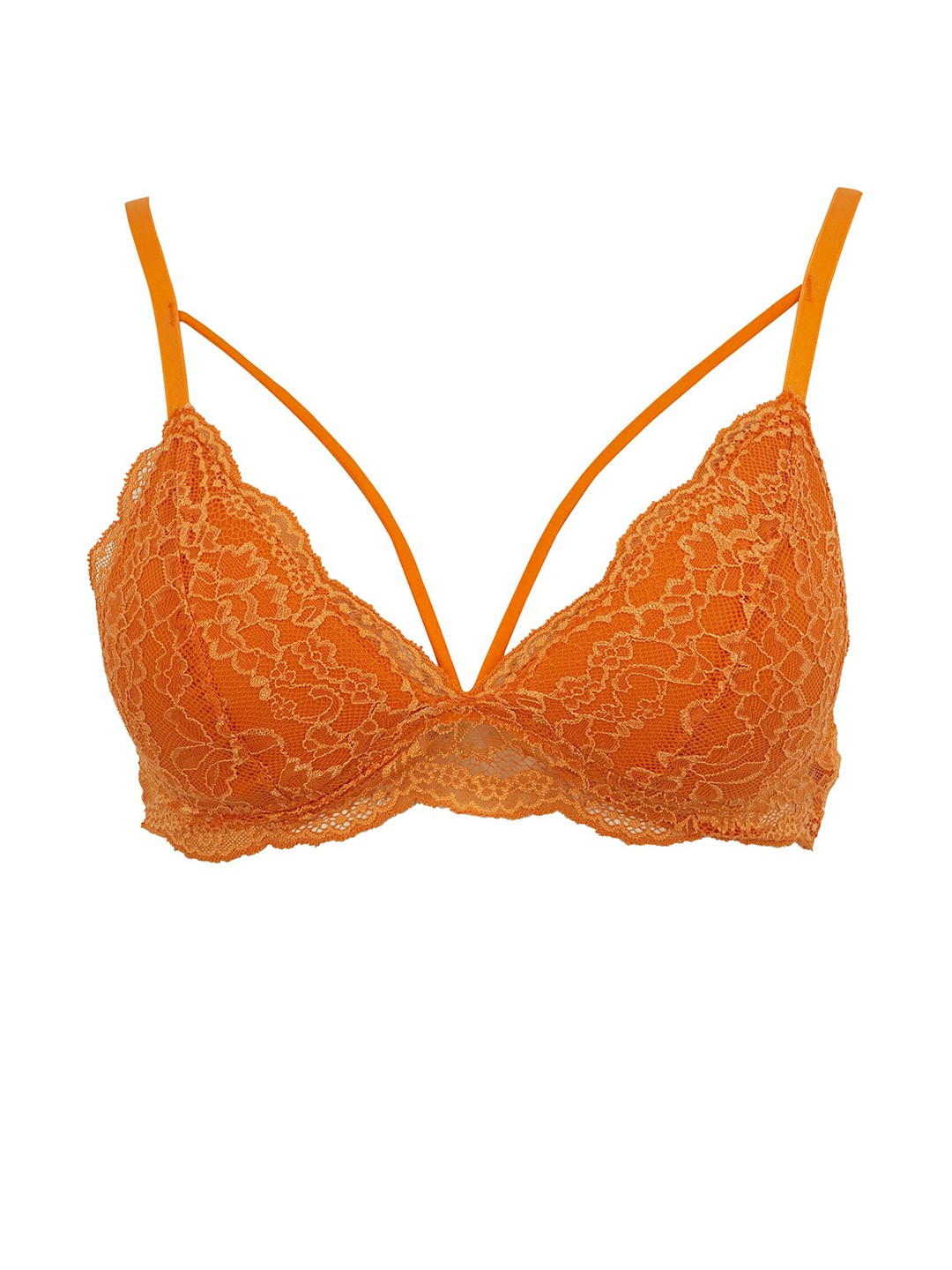 

DeFacto Floral Medium Coverage Bra With All Day Comfort, Orange