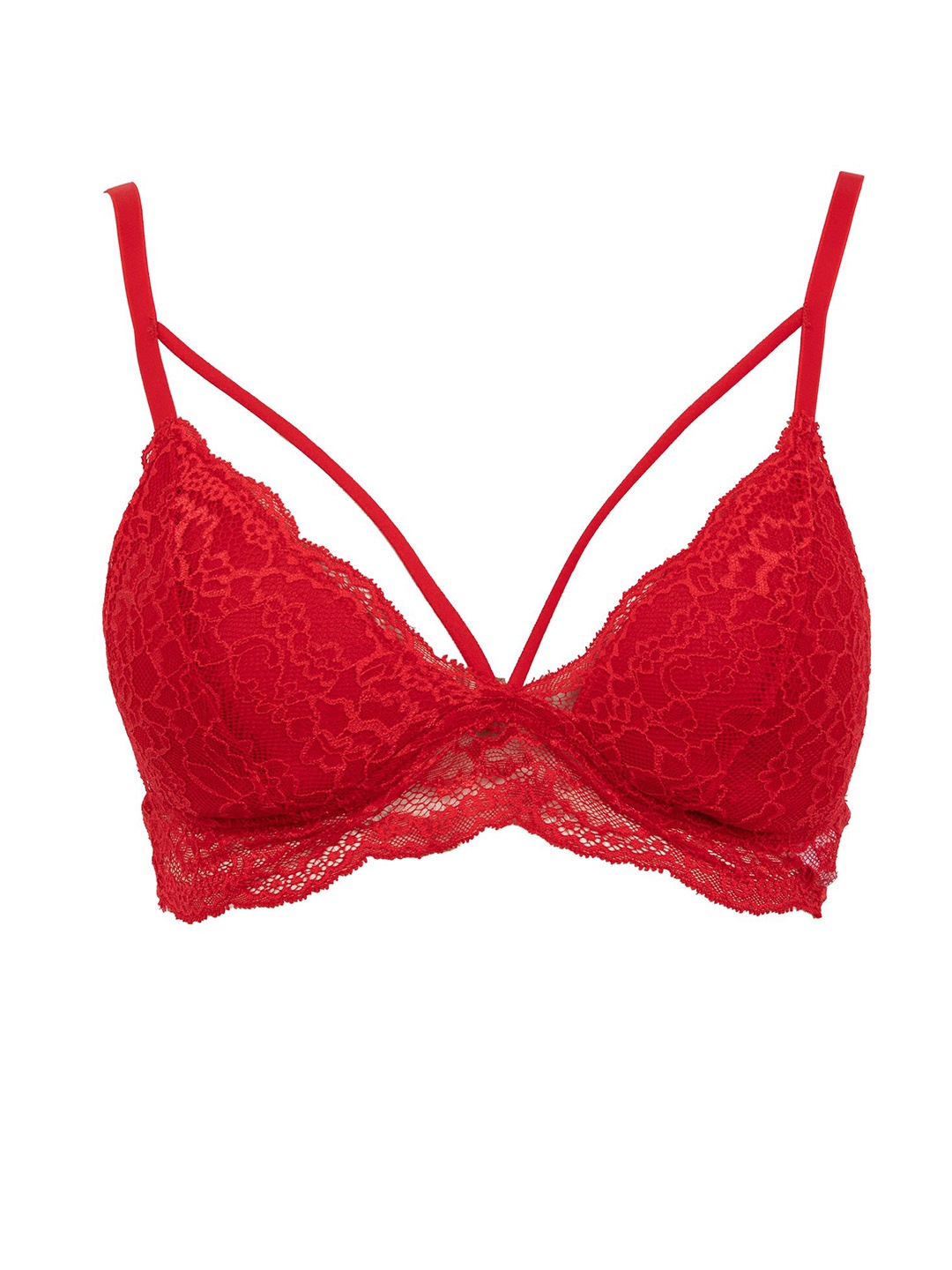 

DeFacto Self Design Bra With Medium Coverage Lightly Padded, Red