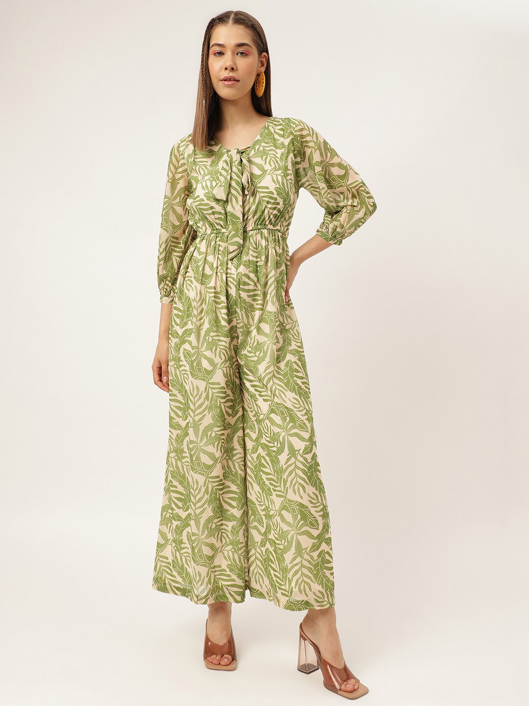 

Masakali Co Printed Silk Culotte Jumpsuit, Green