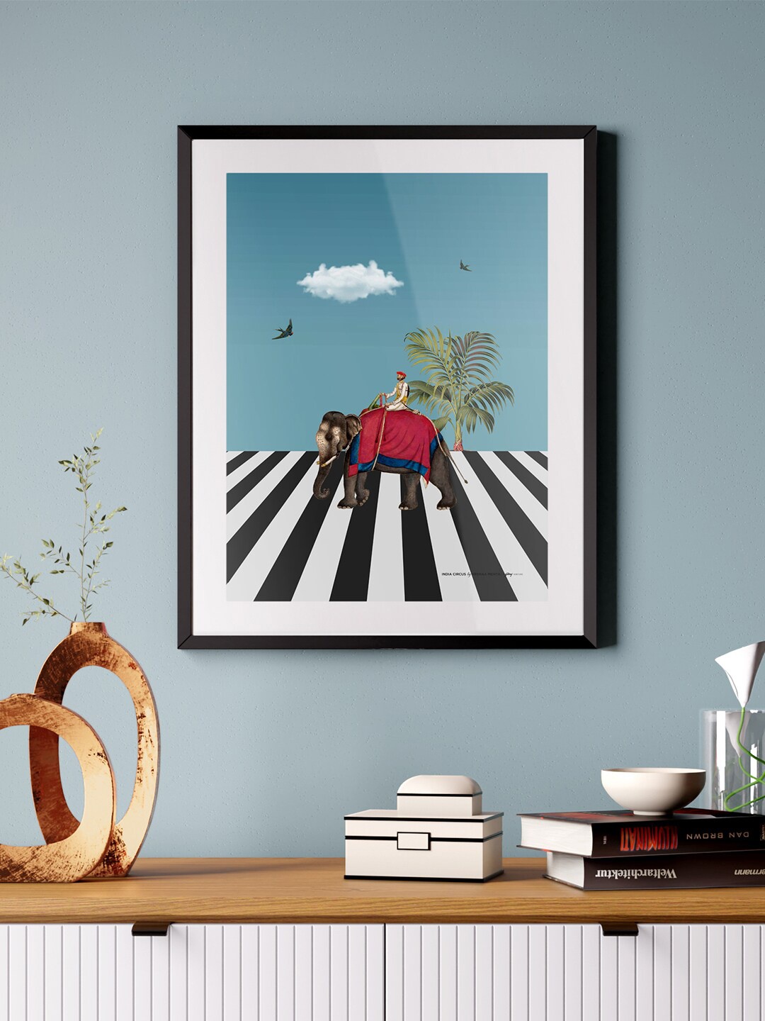 

India Circus by Krsnaa Mehta Blue & White The Sacred Land Printed Framed Wall Art