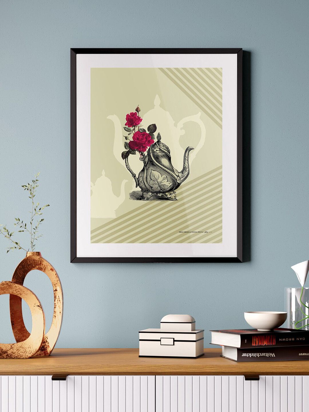 

India Circus by Krsnaa Mehta Green & Black Vibrant Abstract Framed Wall Art