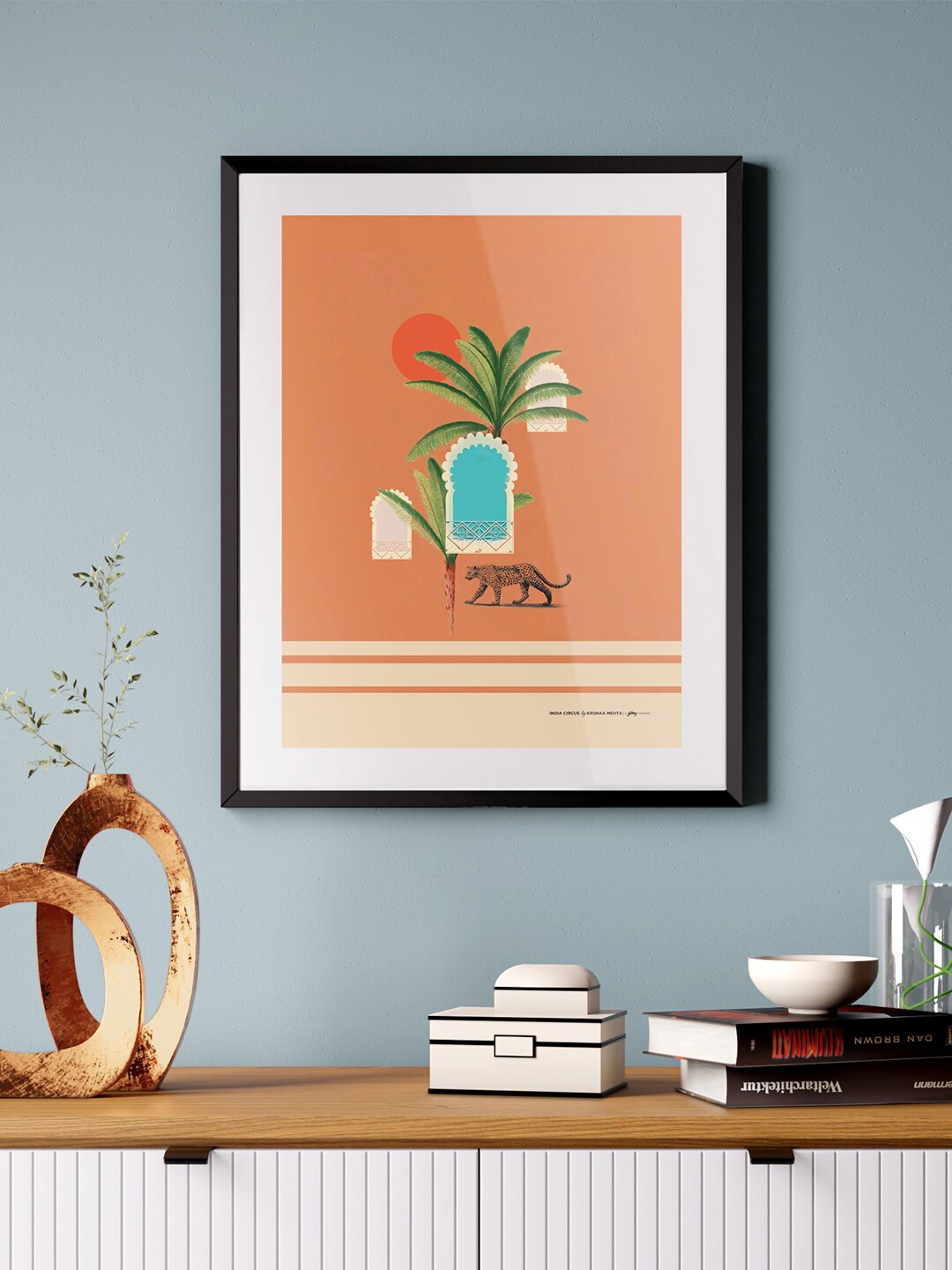 

India Circus by Krsnaa Mehta Orange & Green Scenic Landscapes Framed Wall Art