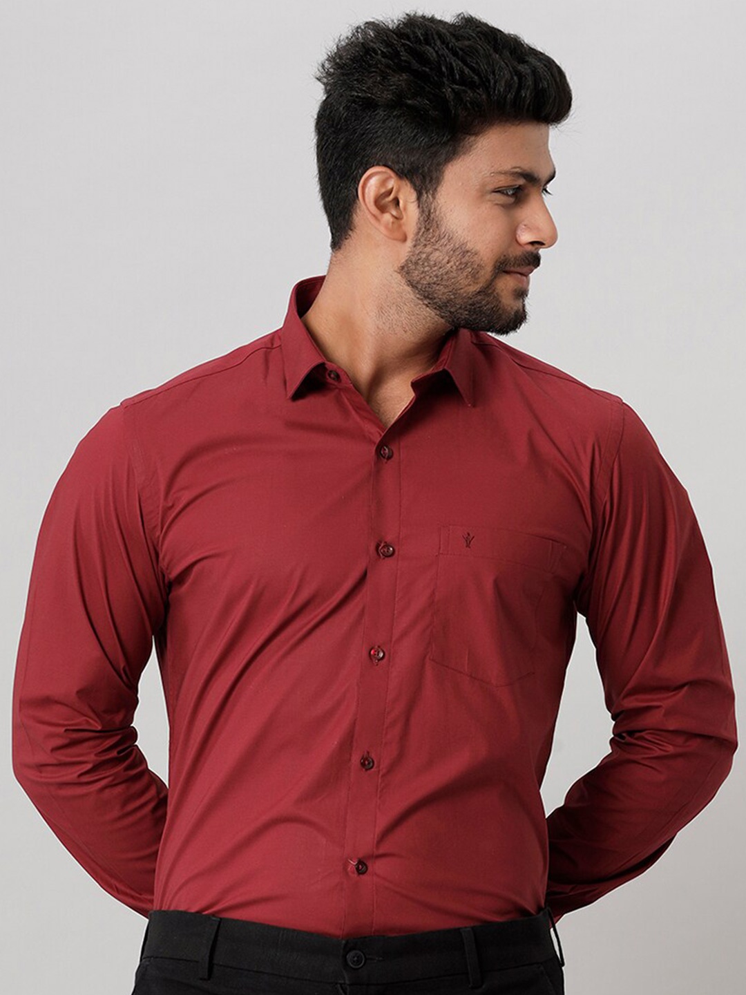 

Ramraj Tailored Fit Cotton Formal Shirt, Maroon