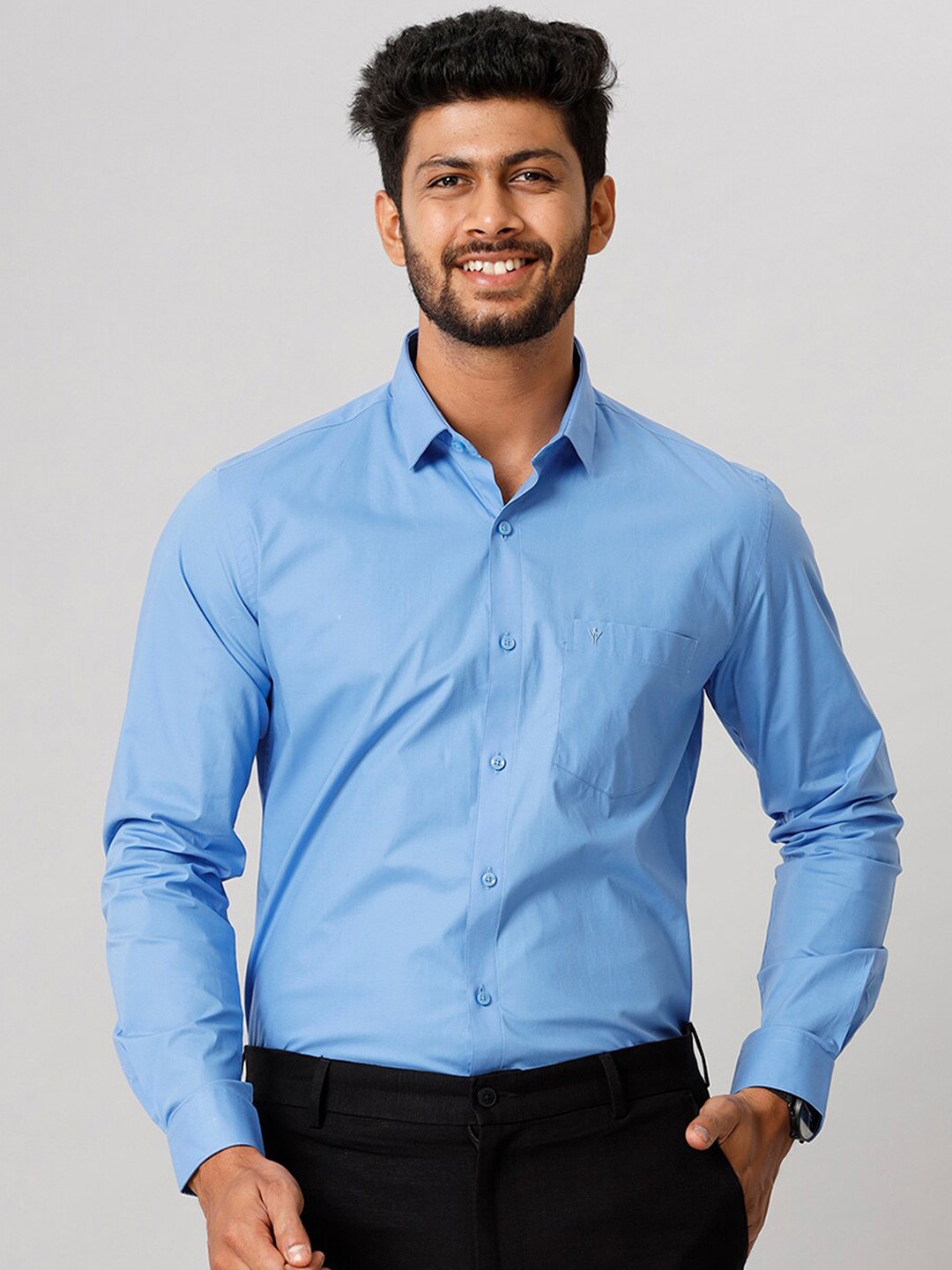 

Ramraj Tailored Fit Cotton Formal Shirt, Blue