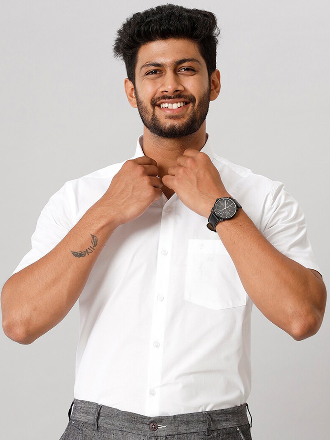 

Ramraj Tailored Fit Spread Collar Formal Shirt, White