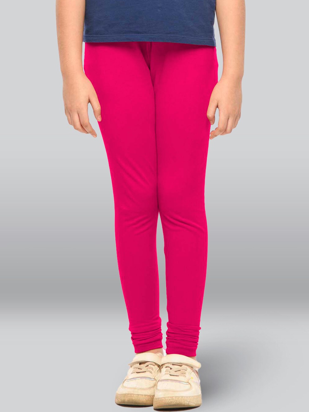 

LYRA Girls Mid-Rise Pure Cotton Churidar-Length Leggings, Pink
