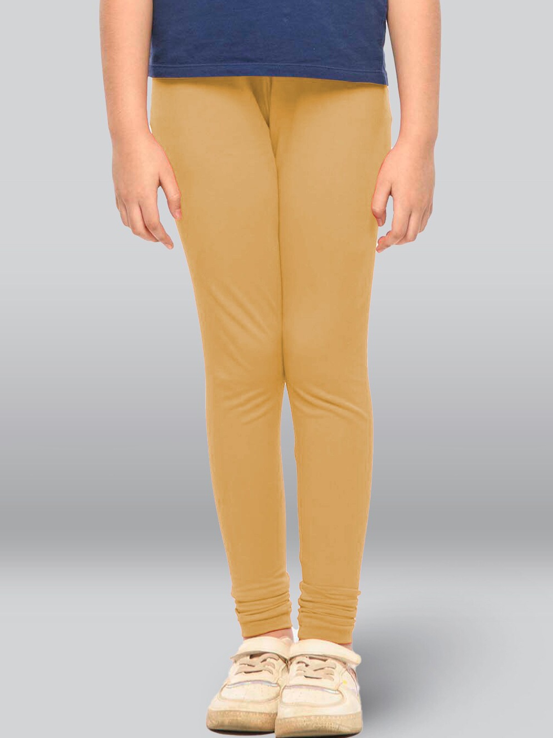 

LYRA Girls Mid-Rise Cotton Churidar-Length Leggings, Beige