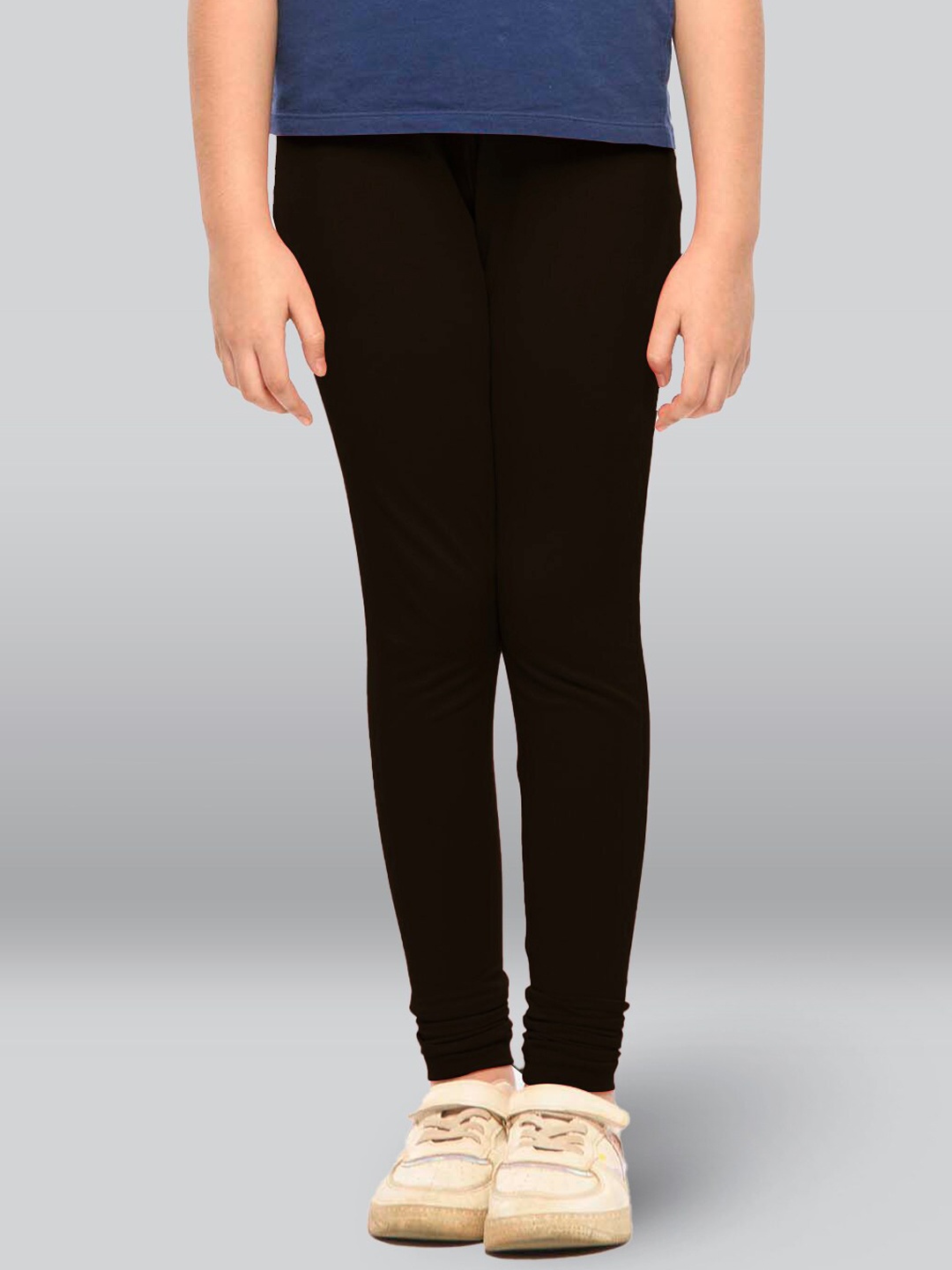 

LYRA Girls Mid-Rise Cotton Churidar-Length Leggings, Black