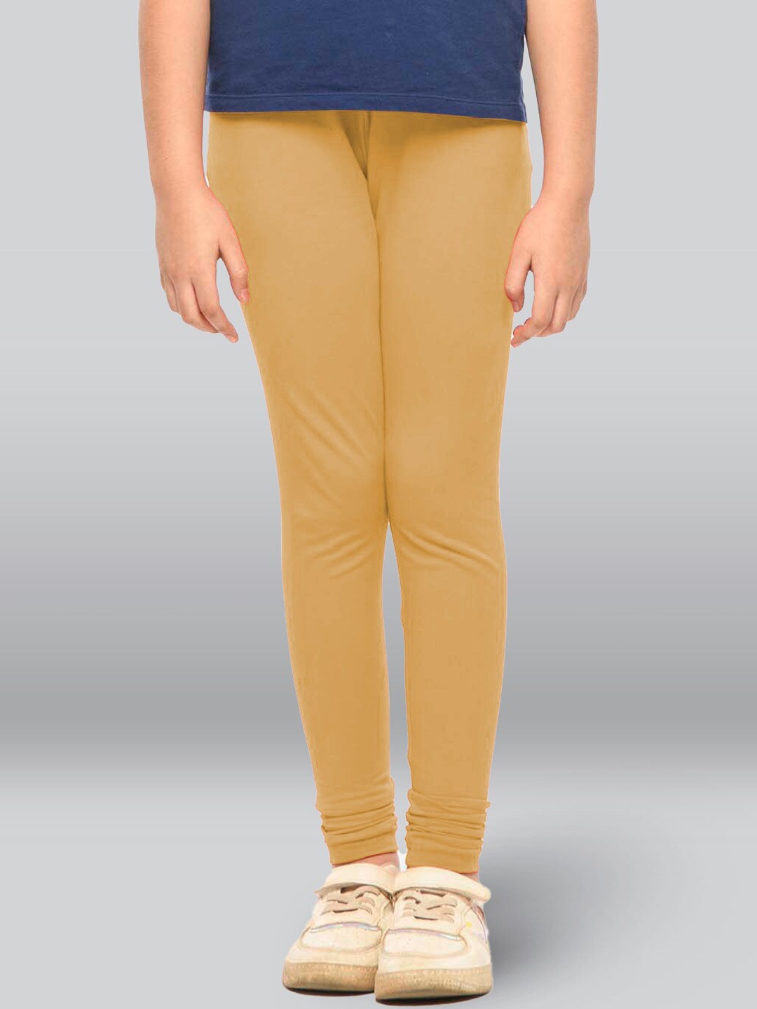 

LYRA Girls Mid-Rise Cotton Churidar-Length Leggings, Beige