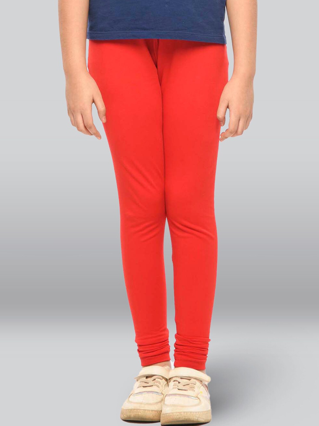 

LYRA Girls Mid-Rise Cotton Churidar-Length Leggings, Red