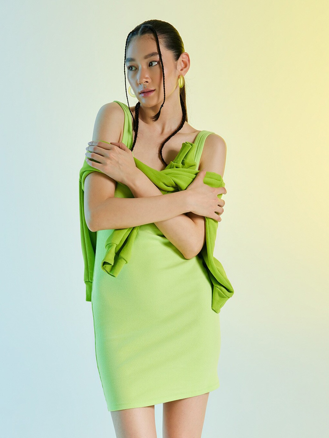 

DeFacto Sleeveless Sheath Mini Dress, Fluorescent green