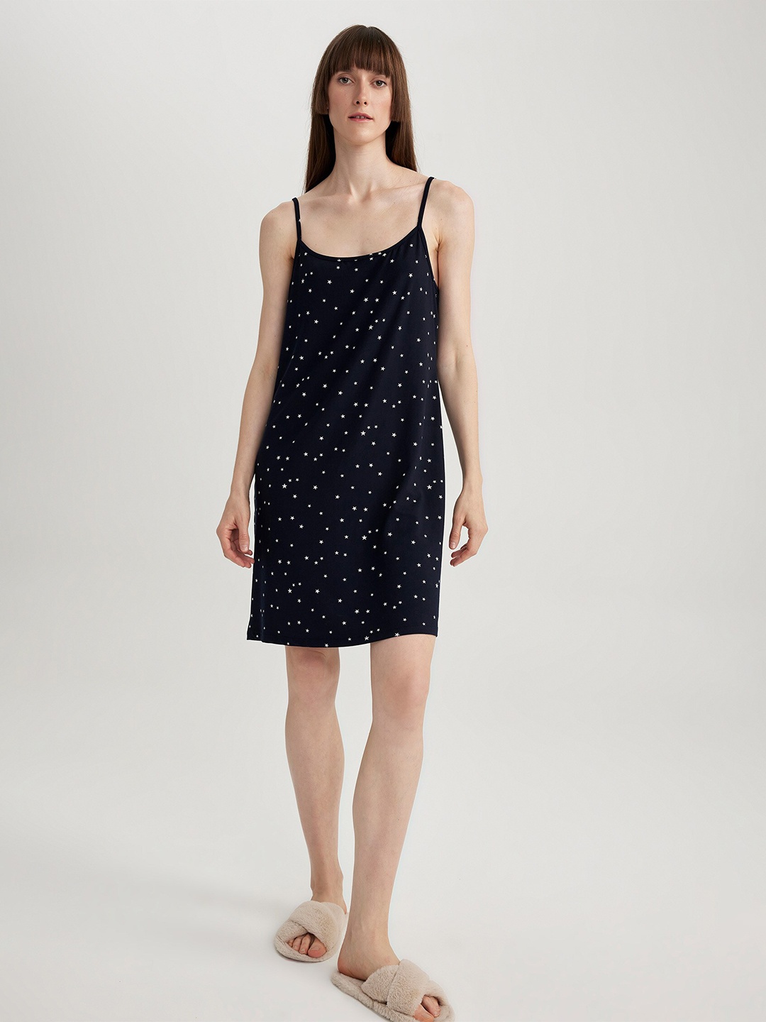 

DeFacto Conversational Printed Sleeveless Nightdress, Black