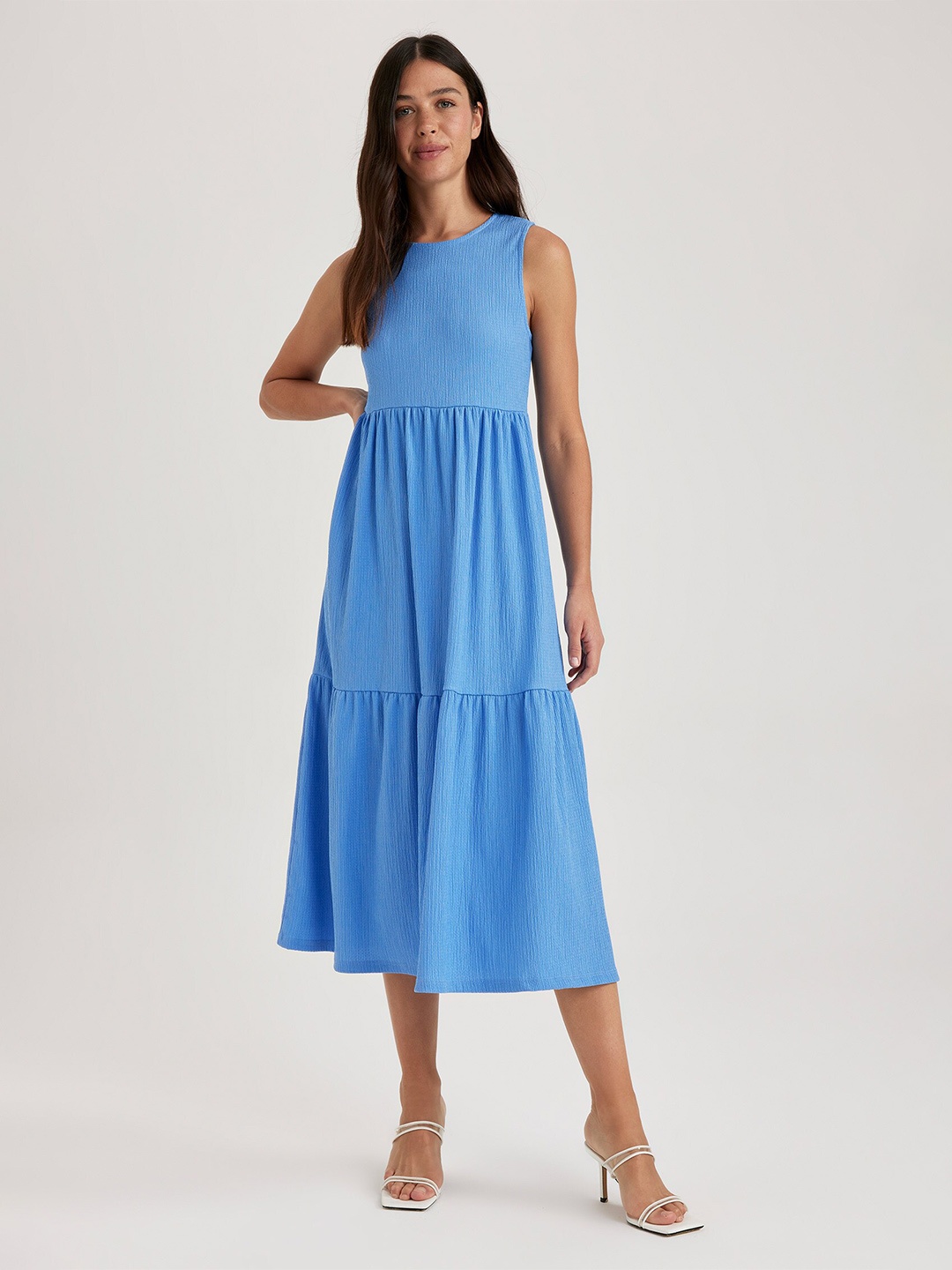 

DeFacto Empire Tiered Midi Dress, Blue