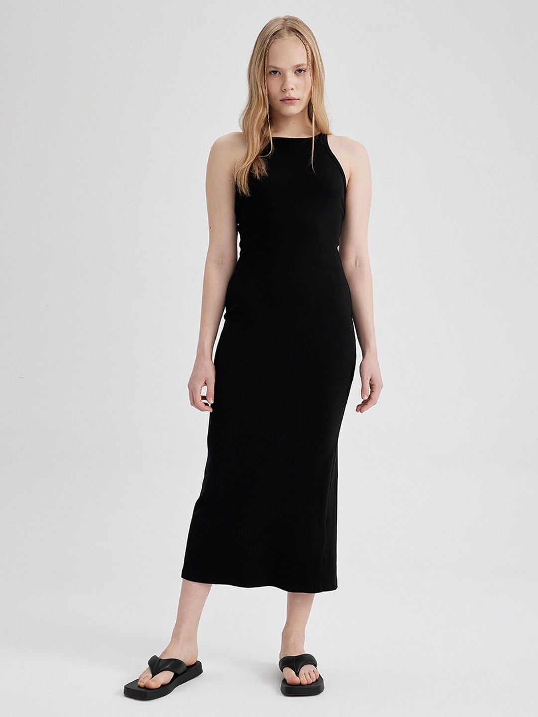 

DeFacto Sleeveless Sheath Midi Dress, Black