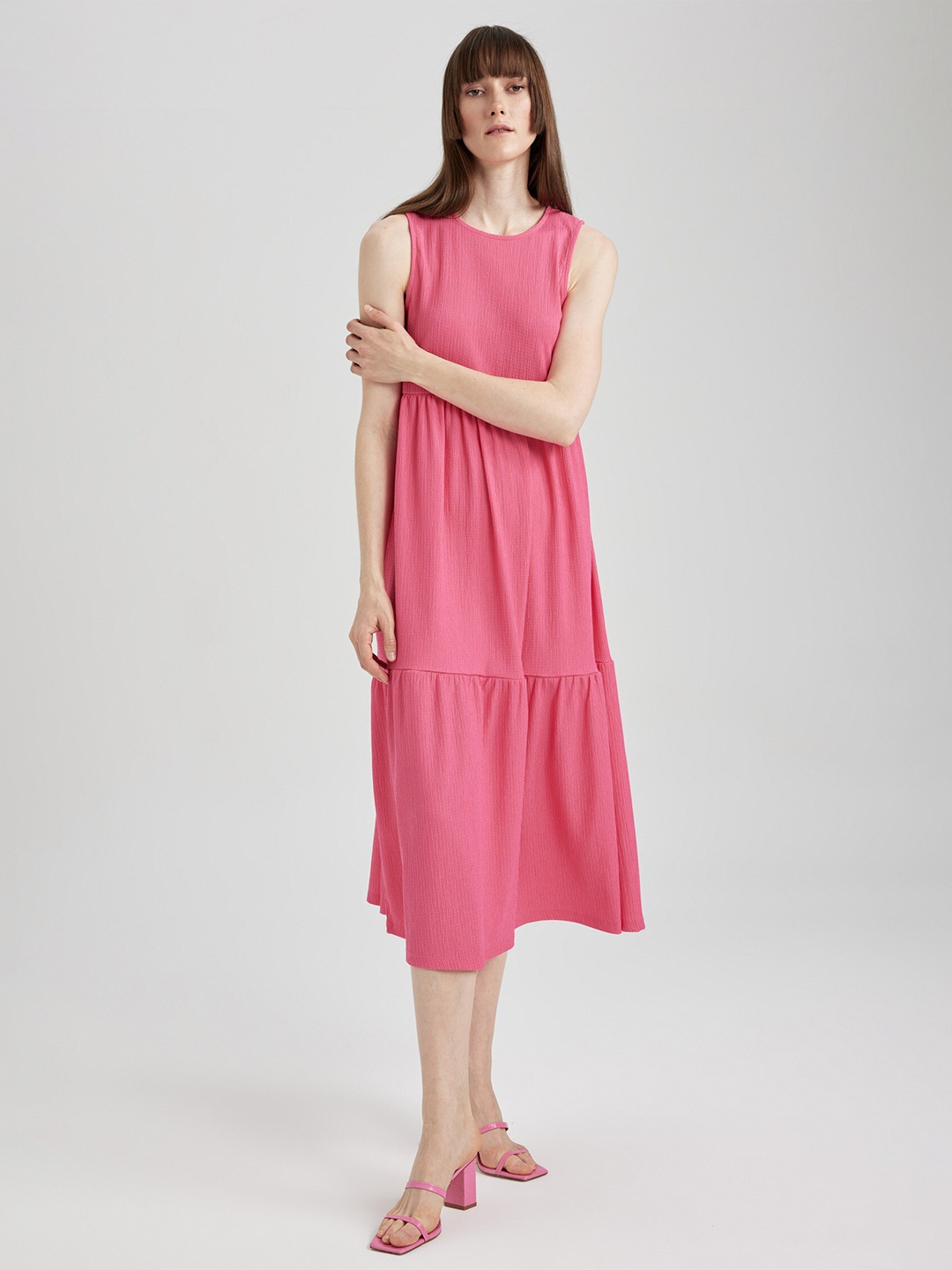 

DeFacto Sleeveless A-Line Midi Dress, Pink