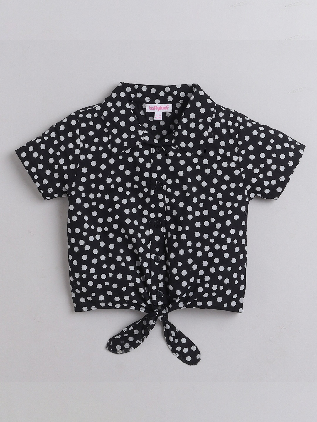 

taffykids Girls Polka Dot Printed Casual Shirt, Black