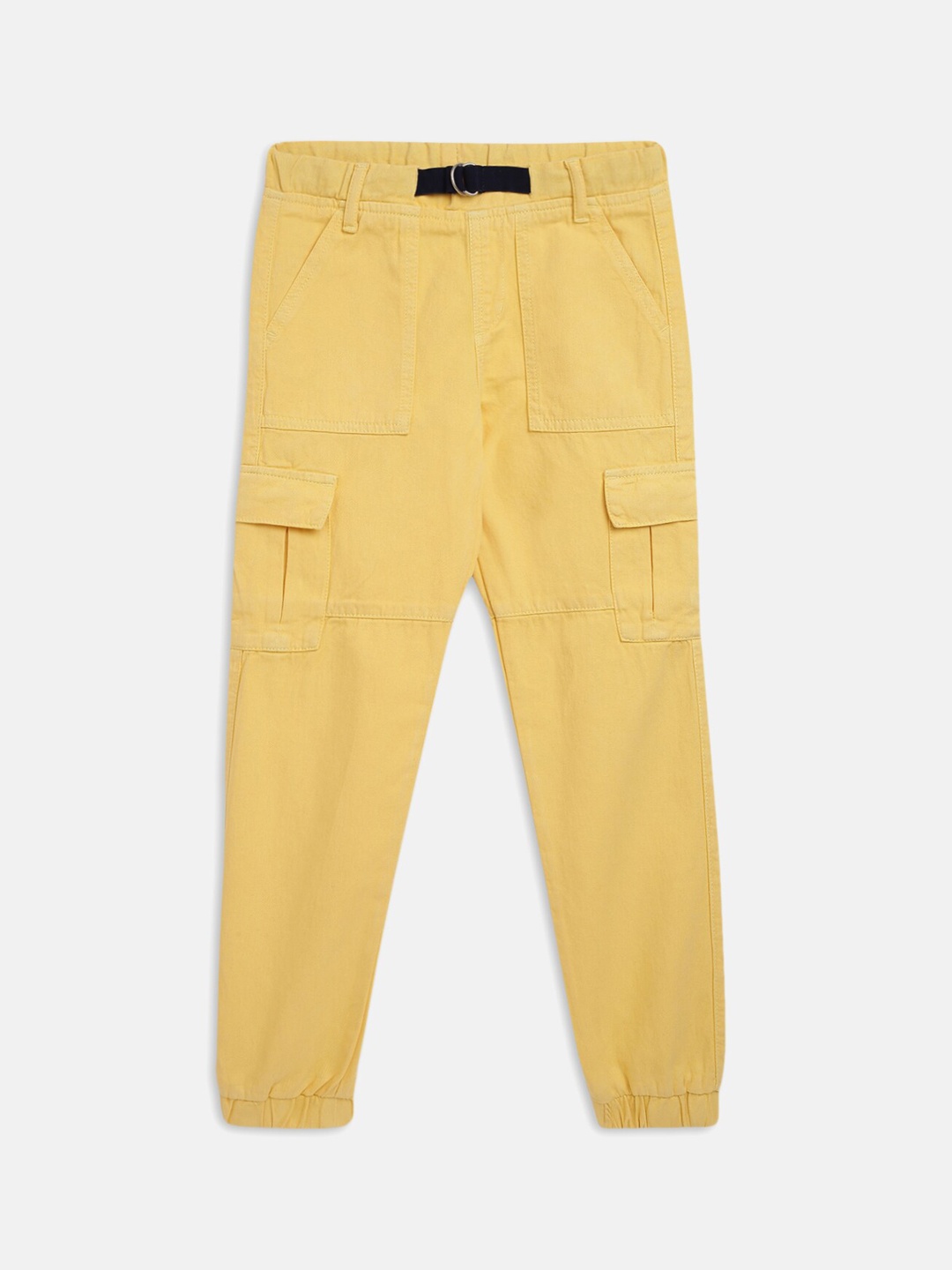 

TALES & STORIES Boys Mid-Rise Cotton Cargos Trousers, Yellow