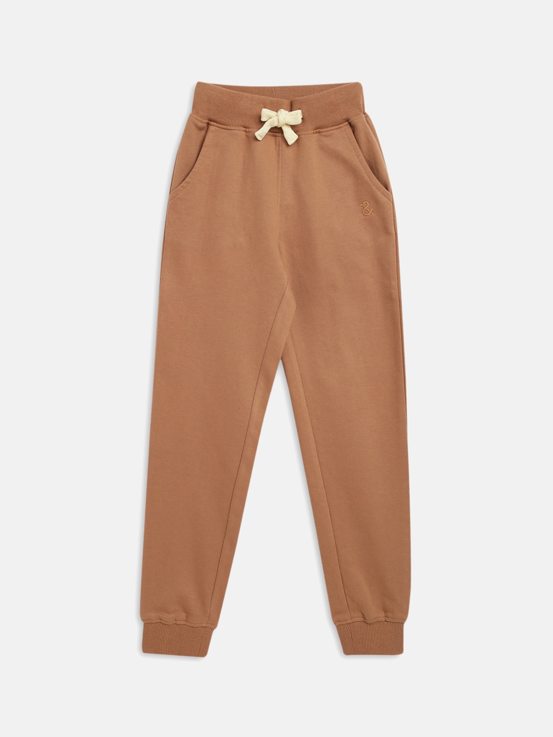 

TALES & STORIES Kids Mid-Rise Cotton Joggers, Brown