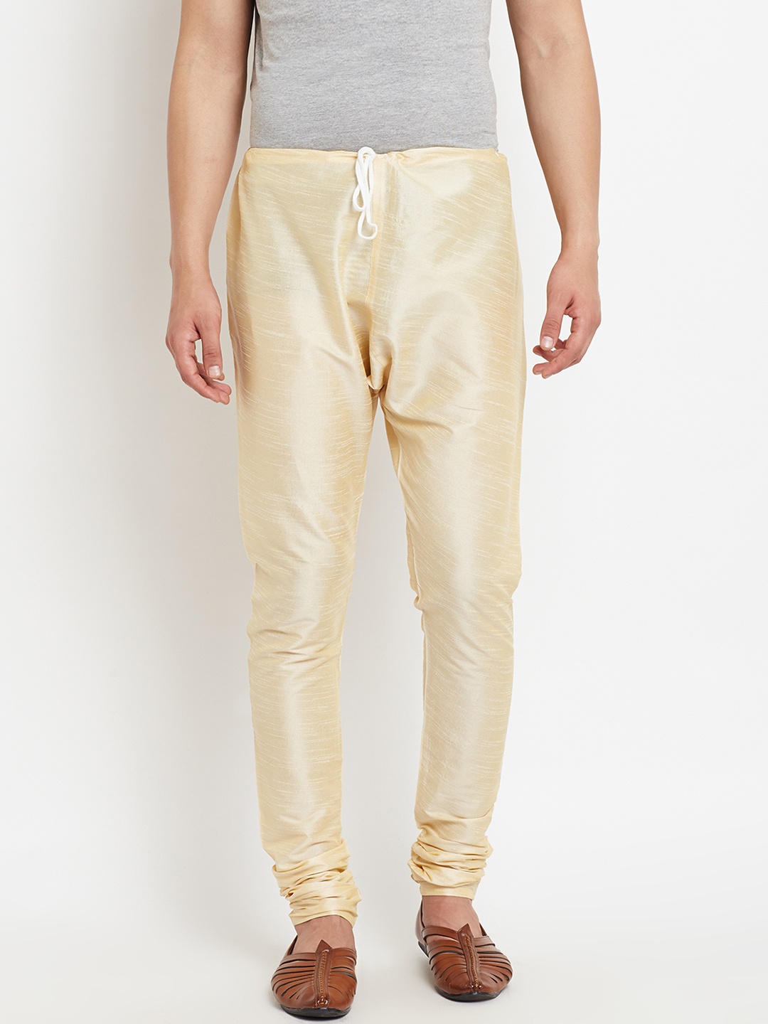 

SOJANYA Men Gold-Toned Solid Dupion Silk Pyjama