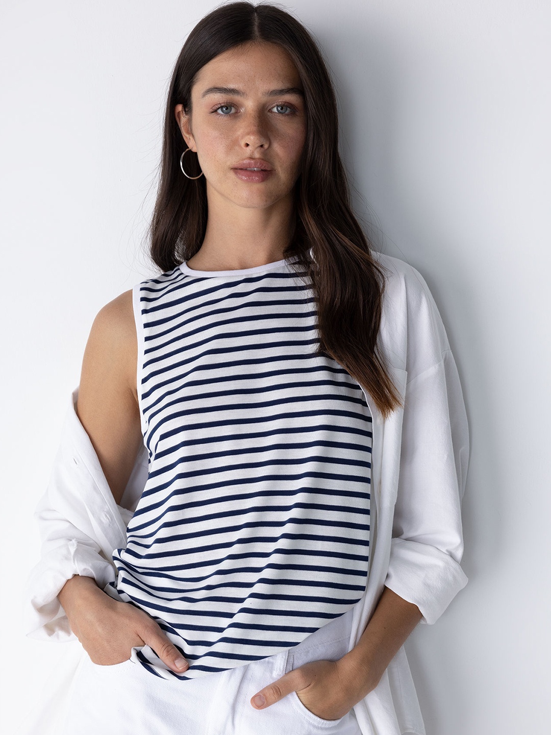 

DeFacto Striped Sleeveless Top, Navy blue