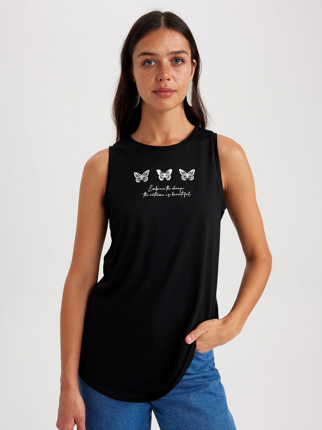 

DeFacto Print Top, Black