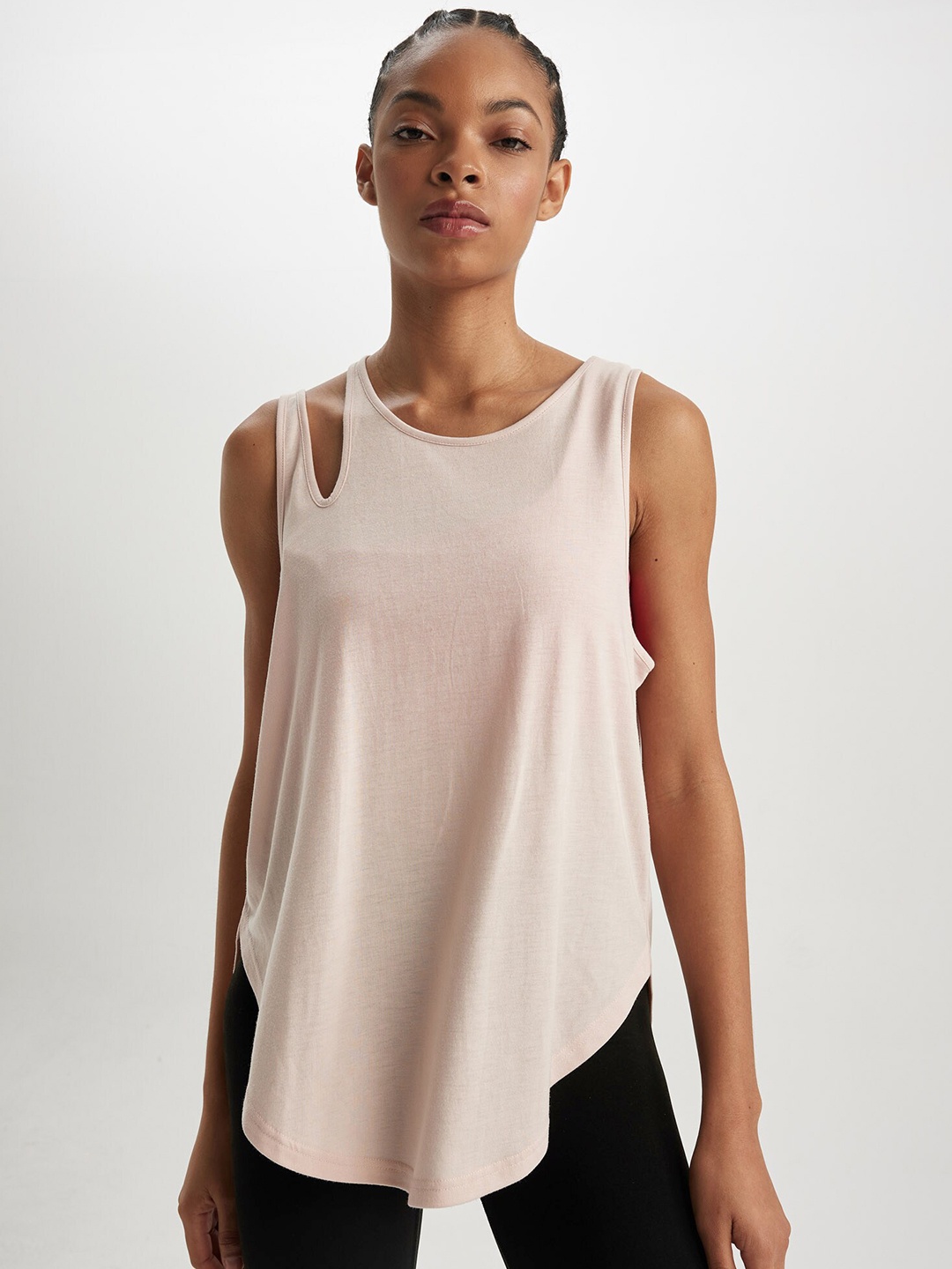 

DeFacto Sleeveless Cut-Out Detail Tank Top, Pink