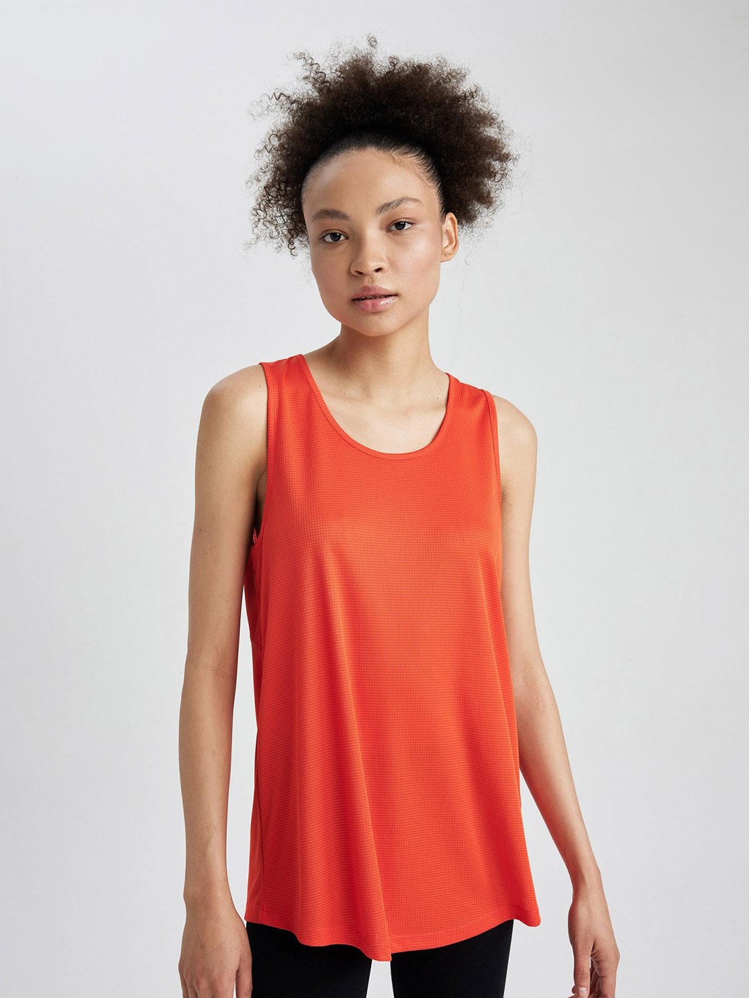 

DeFacto Round Neck A-Line Top, Orange