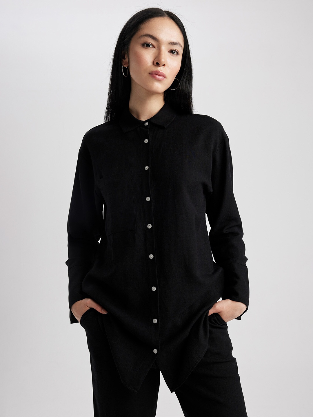 

DeFacto Comfort Regular Fit Casual Shirt, Black