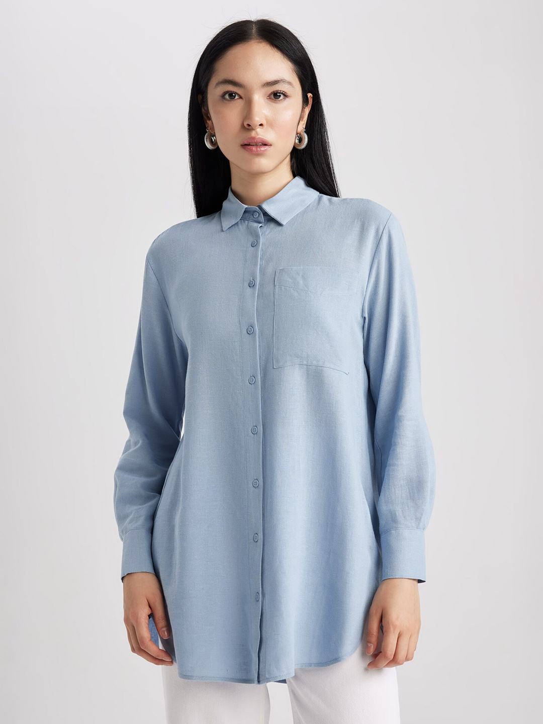

DeFacto Longline Casual Shirt, Blue