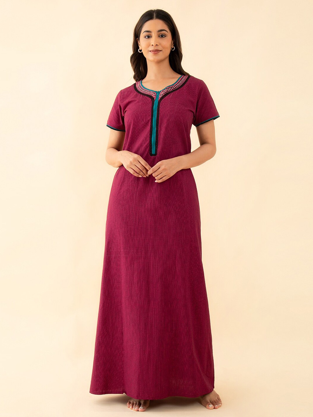 

Maybell Striped Cotton Maxi Nightdress, Pink