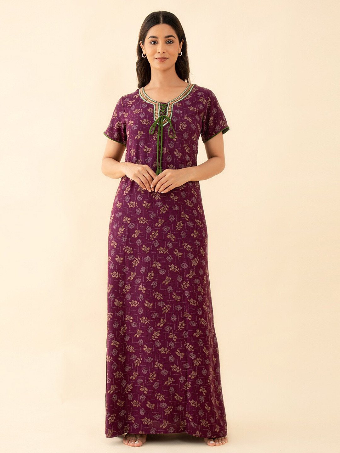 

Maybell Printed Maxi Nightdress, Purple