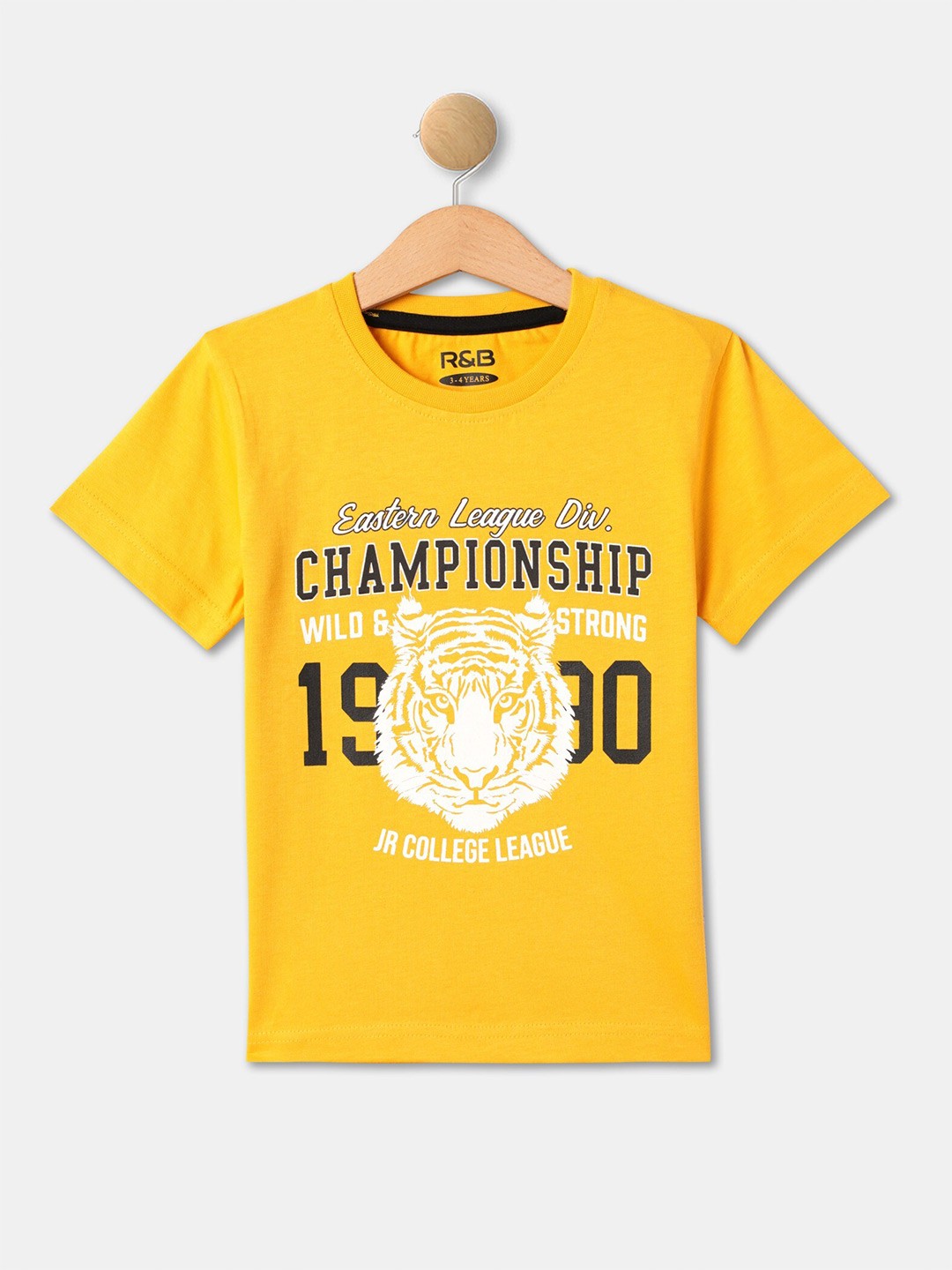 

R&B Boys Typography Printed Cotton T-shirt, Yellow