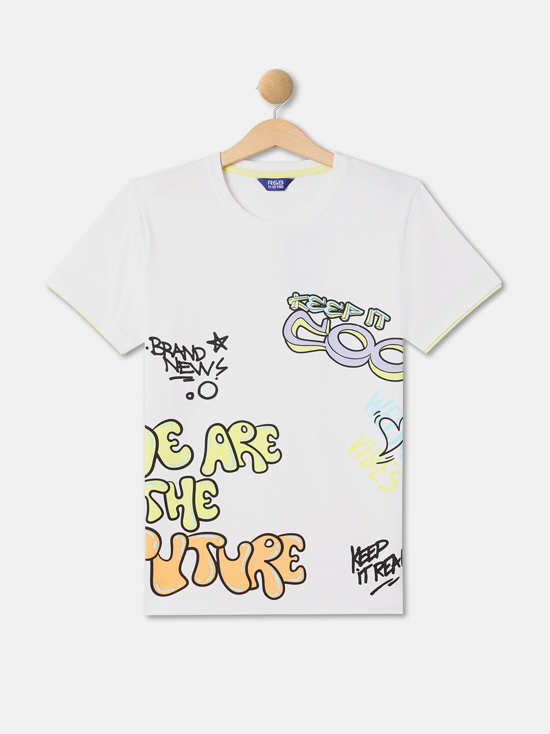 

R&B Boys Typography Printed Cotton T-Shirt, White
