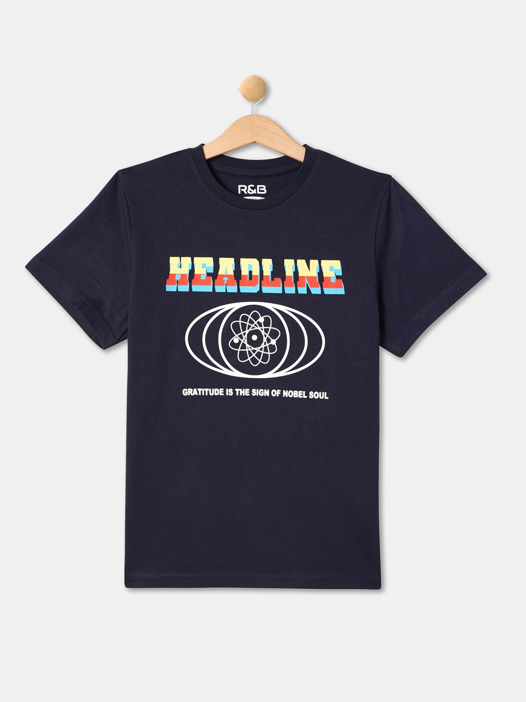 

R&B Boys Typography Printed Cotton T-shirt, Blue