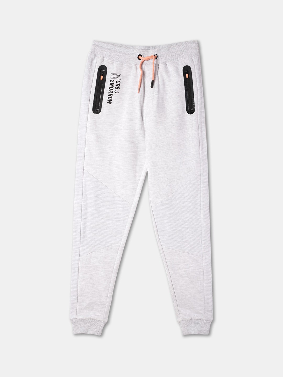 

R&B Boys Mid-Rise Cotton Joggers, Grey melange