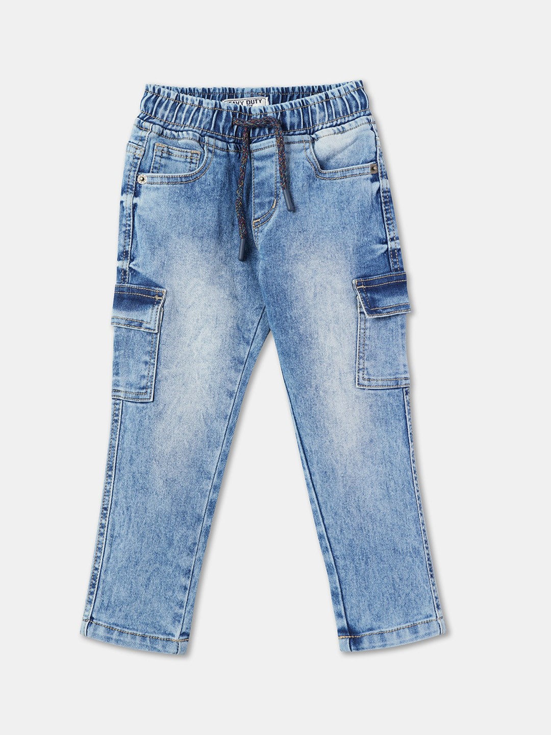

R&B Boys Clean Look Heavy Fade Mid-Rise Cotton Jeans, Blue