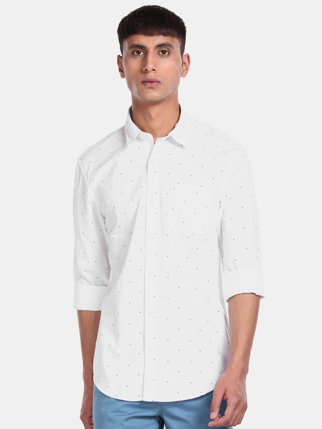 

V-Mart Opaque Printed Cotton Casual Shirt, White