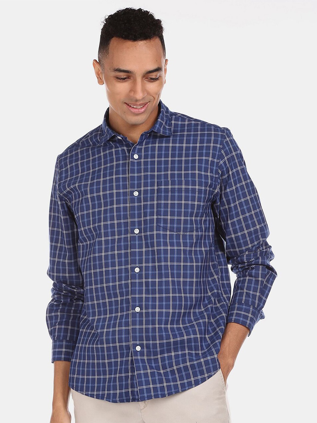 

V-Mart Tartan Cotton Checked Casual Shirt, Blue