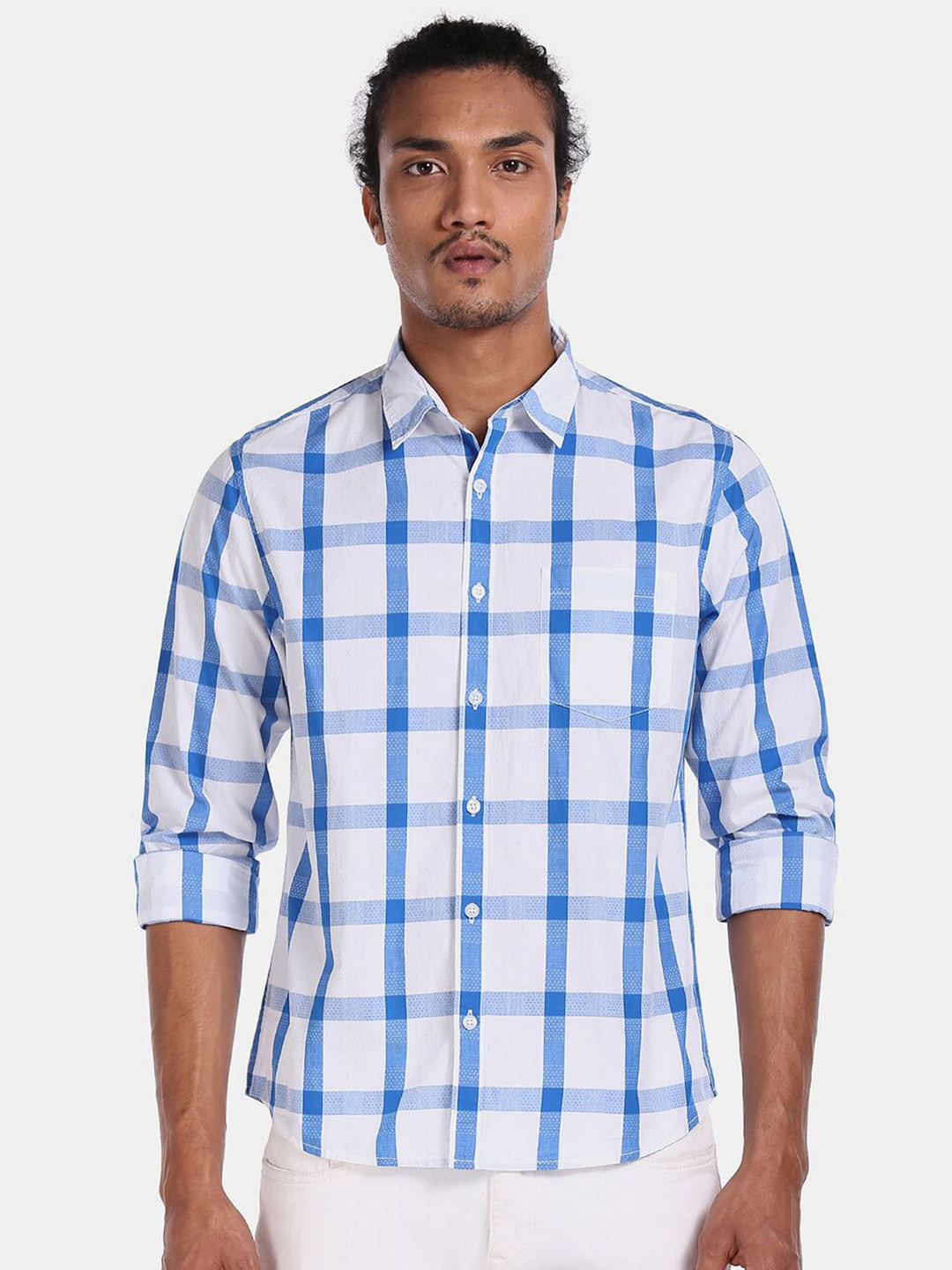 

V-Mart Checked Casual Cotton Shirt, White
