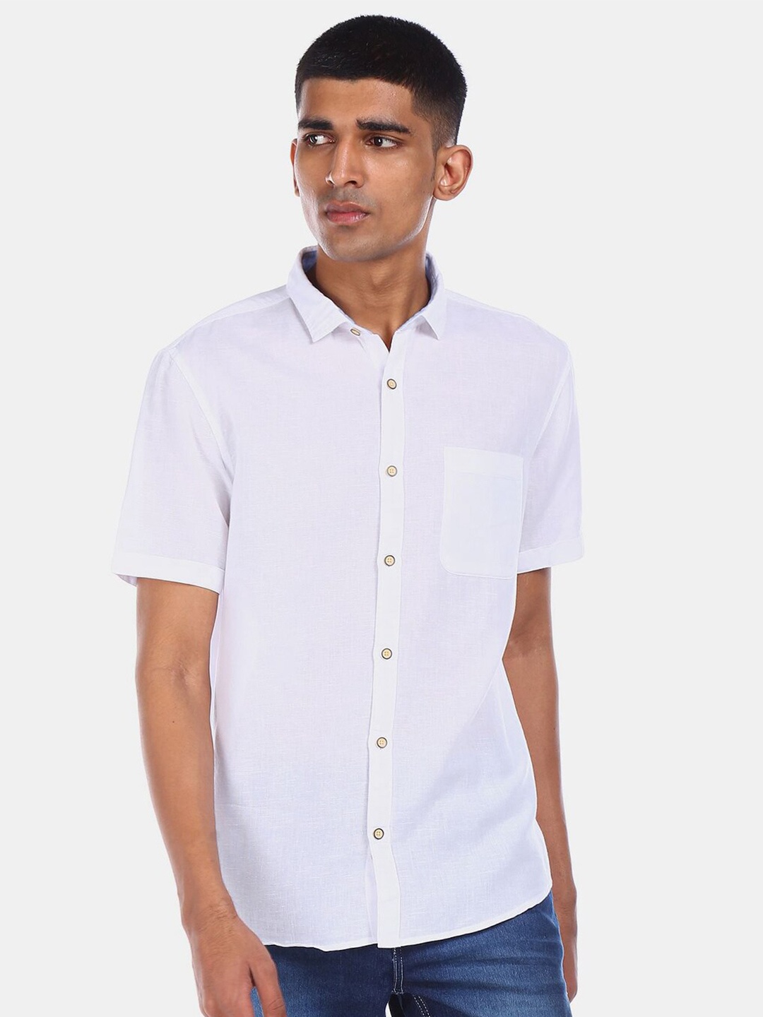 

V-Mart Spread Collar Regular Fit Cotton Casual Shirt, White