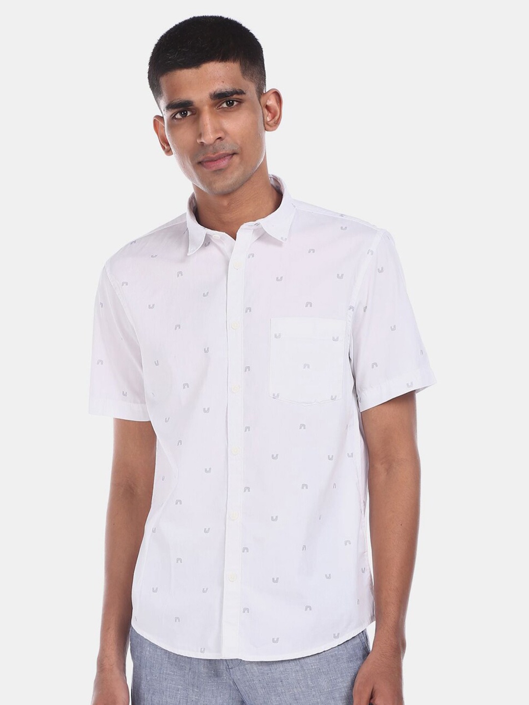 

V-Mart Conversational Printed Regular Fit Cotton Casual Shirt, White