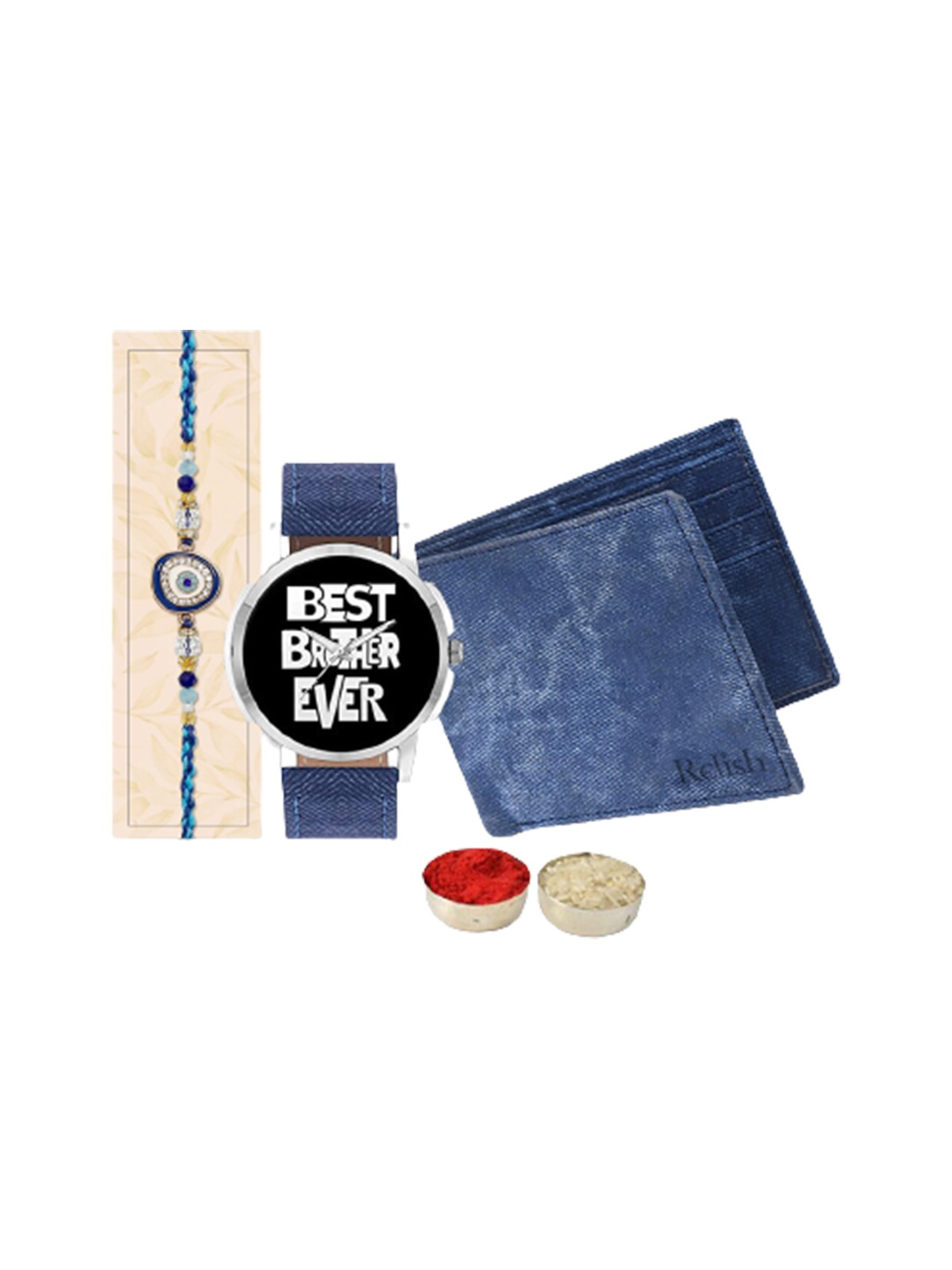 

Relish Men Rakhi With Watch & Wallet, Blue