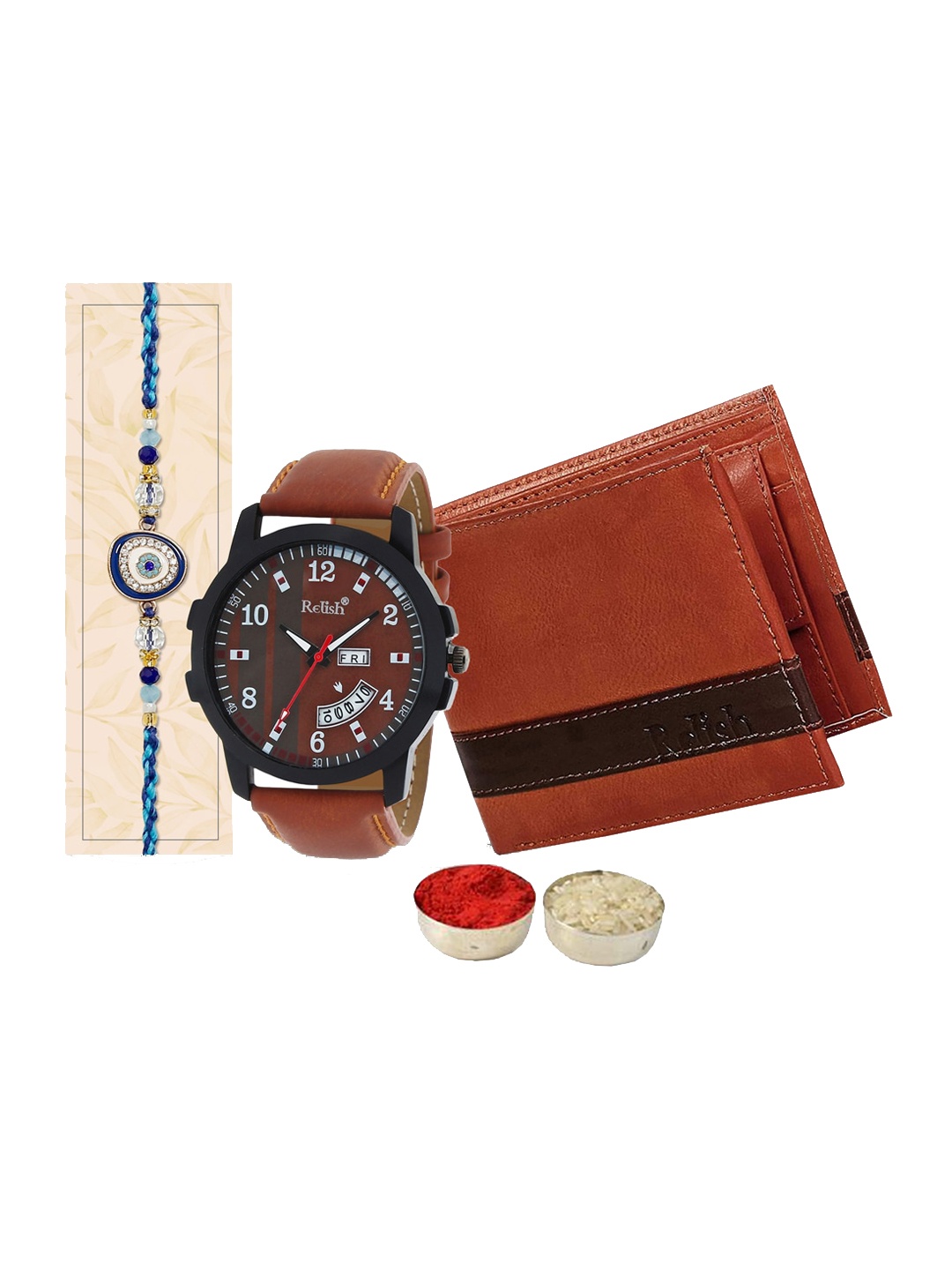 

Relish Men Rakhi With Watch & Wallet, Brown