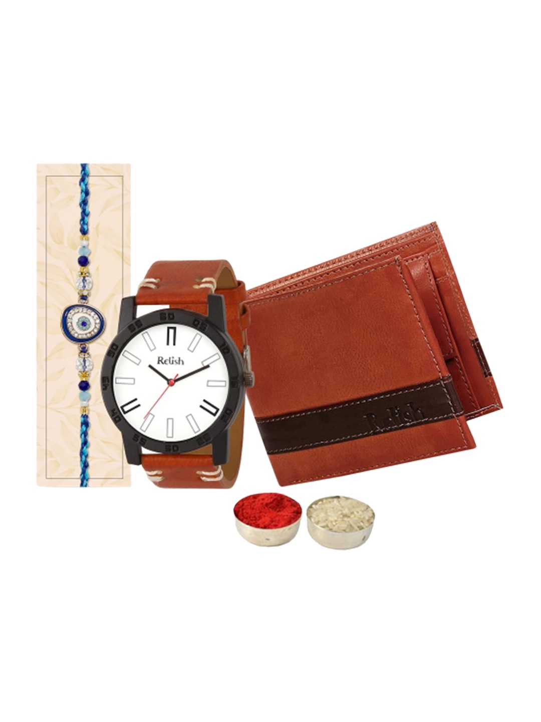 

Relish Men Rakhi With Watch & Wallet, Brown