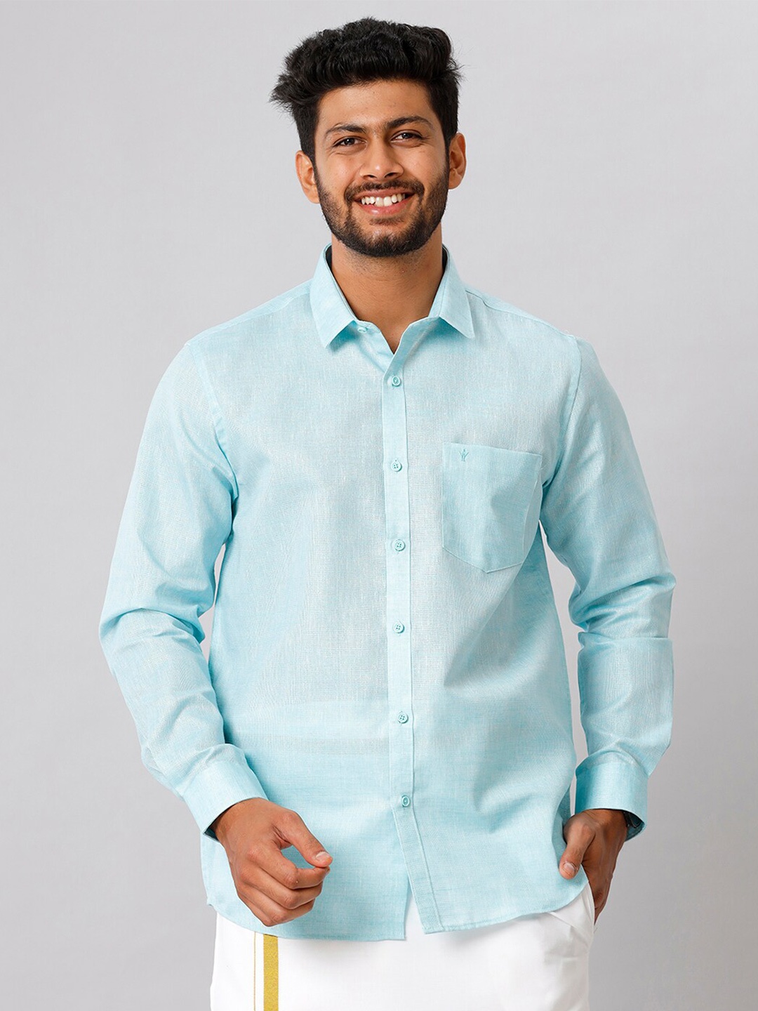 

Ramraj Spread Collar Formal Shirt, Blue