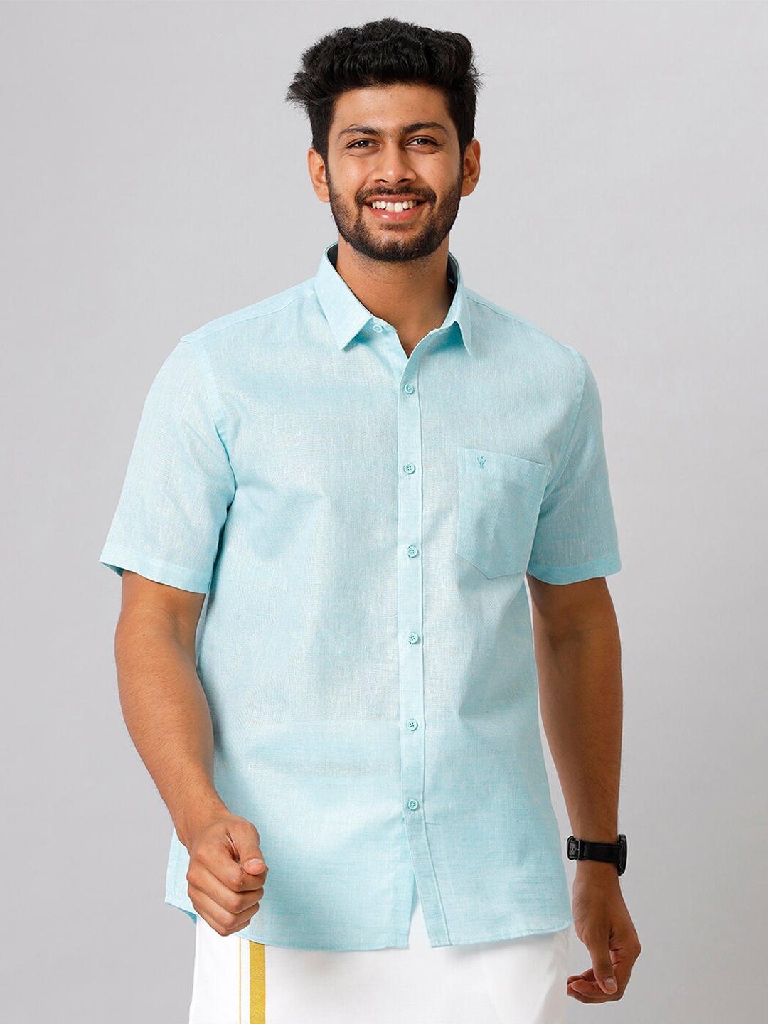 

Ramraj Spread Collar Formal Shirt, Blue