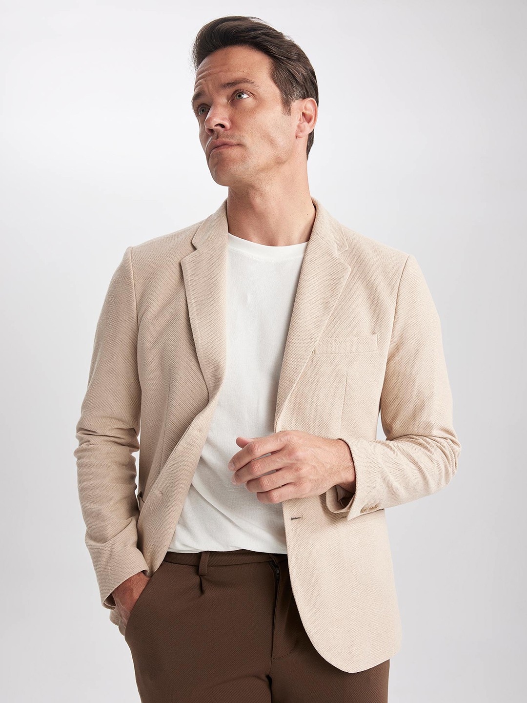

DeFacto Single-Breasted Formal Blazer, Cream