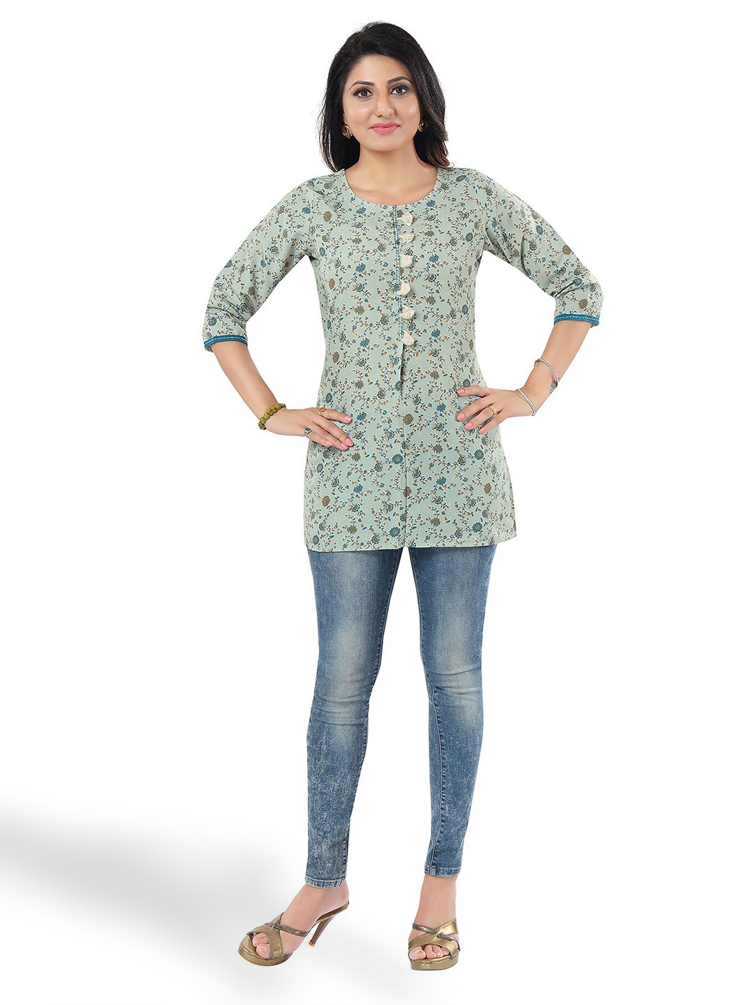 

keshubaba Printed Regular Fit Tunic, Green